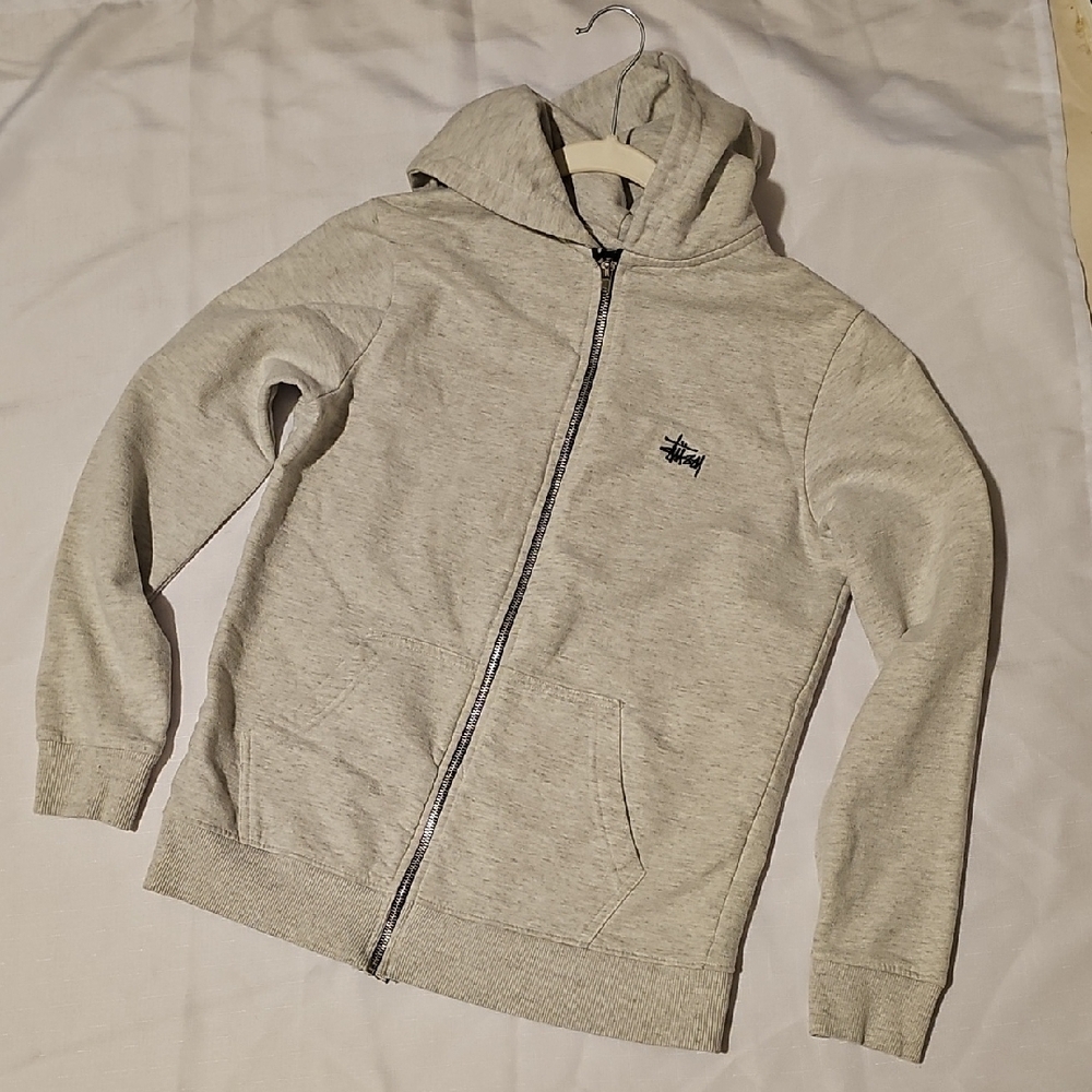 Stussy Gray Zip-Up Hoodie